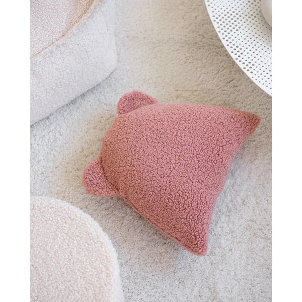 Pernă decorativă pentru copii roz cu tapițerie din țesătură bouclé Bear – Wigiwama-image-4