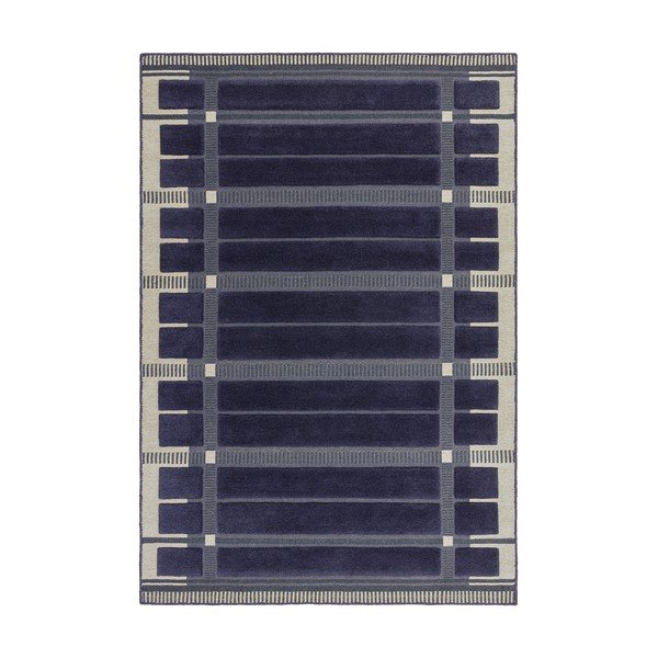 Covor albastru închis/bej țesut manual din lână 120x170 cm – Asiatic Carpets