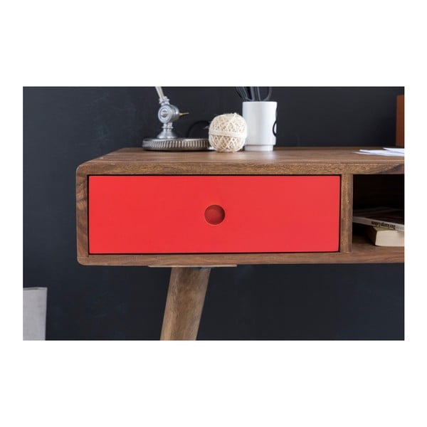 Birou din lemn masiv de palisandru Skyport REPA, sertar roșu-image-2