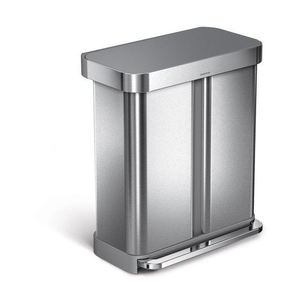 Coș de gunoi argintiu pentru reciclare/cu pedală 34+24 l din oțel – simplehuman