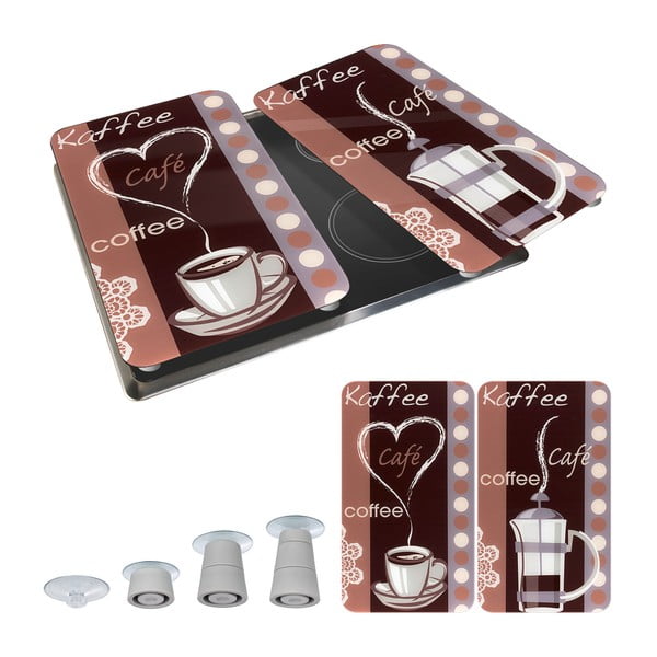 Set 2 protecții din sticlă pentru aragaz Maximex Coffee, 52 x 30 cm-image-2