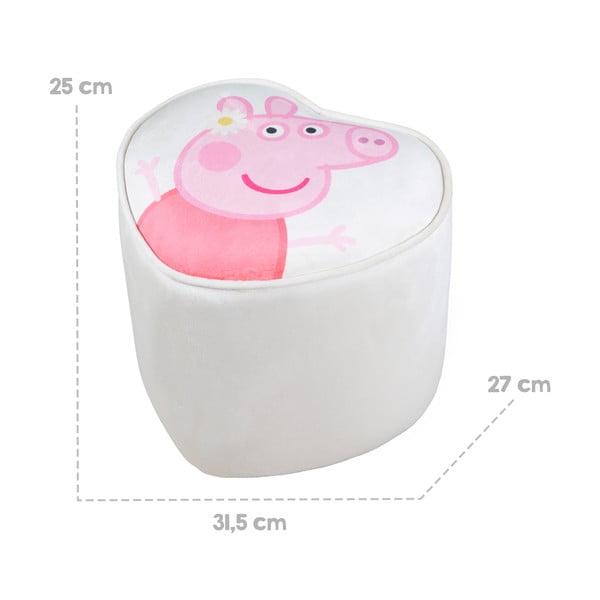 Puf de copii alb cu tapițerie din catifea Peppa Pig – Roba-image-3