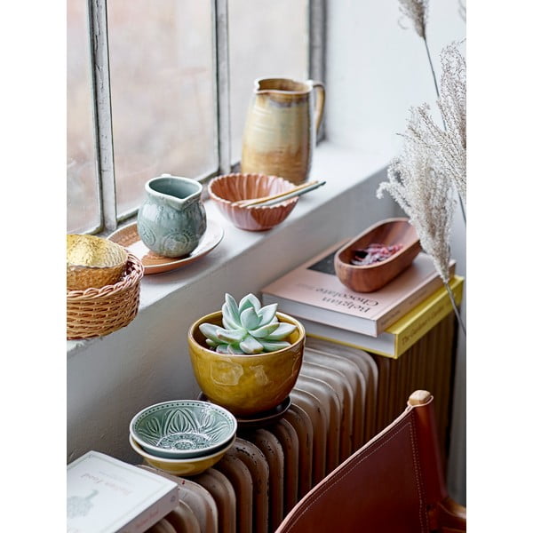 Ghiveci din gresie Bloomingville Betje, înălțime 12 cm, galben-image-1