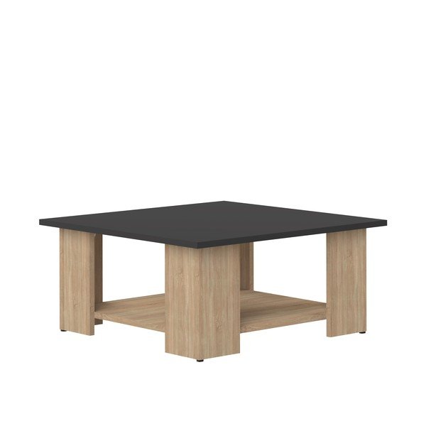 Măsuță de cafea în decor stejar cu blat negru 67x67 cm Square - TemaHome -image-2
