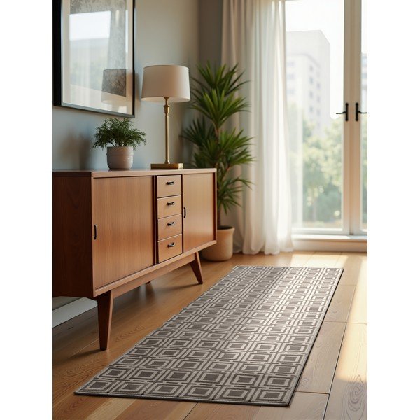 Covor tip traversă gri/crem 80x240 cm Perles Howlite – Elle Decoration-image-1