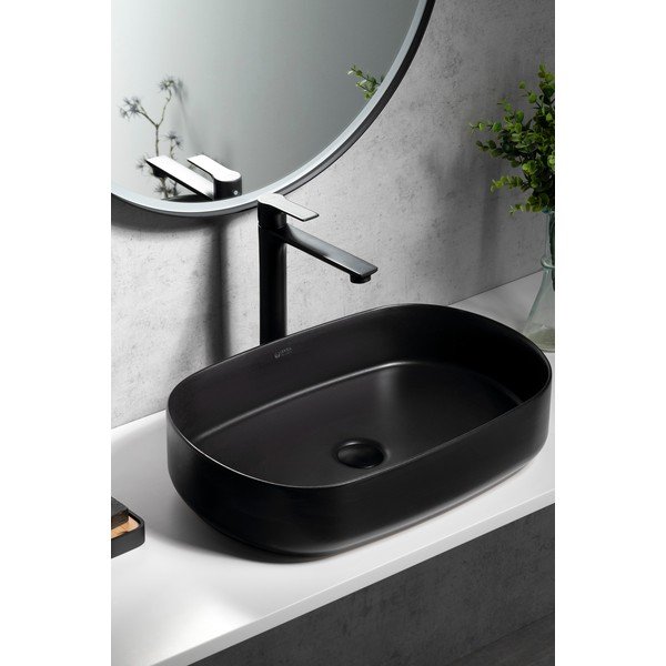 Baterie negru-mat pentru chiuvetă înaltă Pax – Sapho-image-1