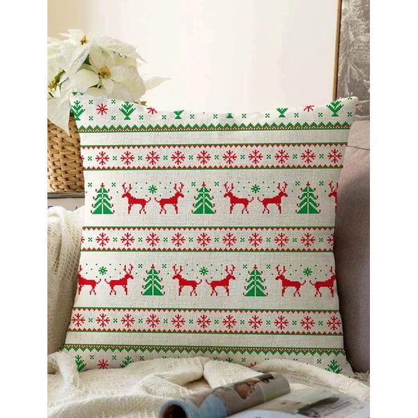 Față de pernă 43x43 cm  cu model de Crăciun – Mila Home