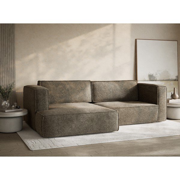 Colțar maro extensibil/cu spațiu de depozitare cu tapițerie din chenille (cu colț pe partea stângă/cu șezlong) Velto – Maison de Rêve-image-4