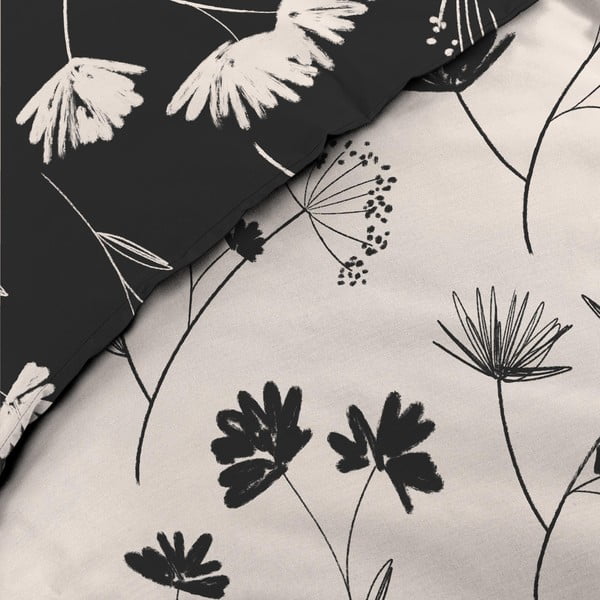 Lenjerie de pat neagră/bej din bumbac percal pentru pat dublu/extinsă 240x220 cm Iris – douceur d'intérieur-image-3