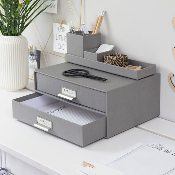 Organizator cu 2 sertare pentru documente Bigso Box of Sweden Birger, 33 x 22,5 cm, gri închis-image-1