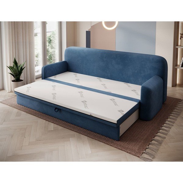 Canapea albastră extensibilă/cu spațiu de depozitare cu tapițerie din catifea reiată  236 cm Elioss – ELTAP-image-2