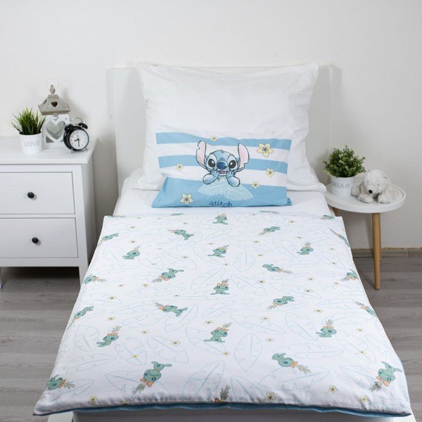 Lenjerie de pat pentru copii albastru-deschis din bumbac pentru pătuț 100x135 cm Lilo & Stitch "Tropical Hugs" – Jerry Fabrics-image-3