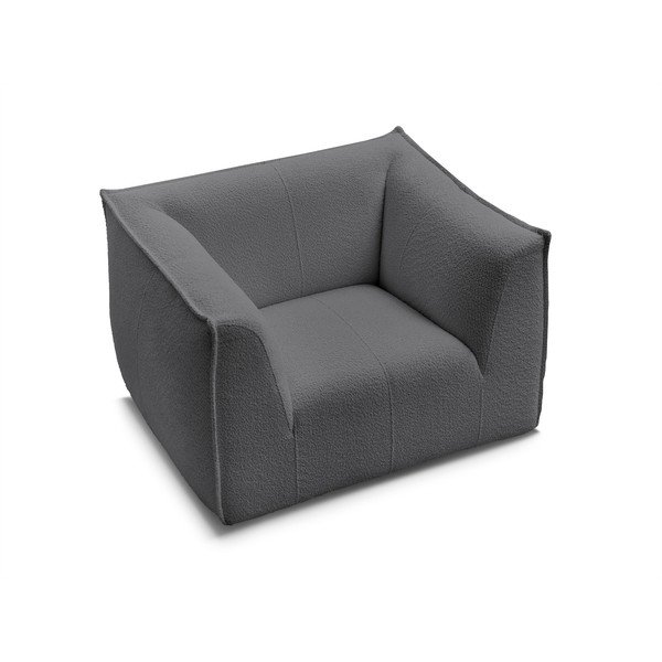 Fotoliu gri închis cu tapițerie din țesătură bouclé Giorgia – Bobochic Paris-image-4