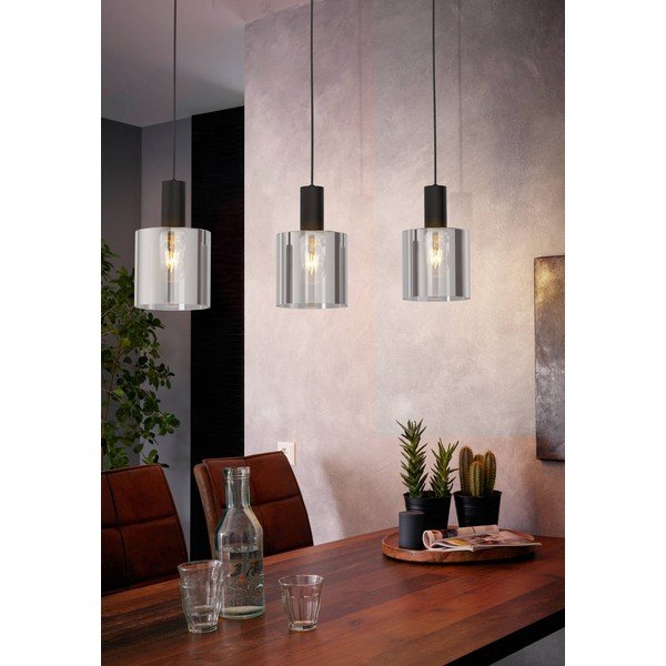 Lustră neagră cu abajur din sticlă GOROSIBA – EGLO-image-1