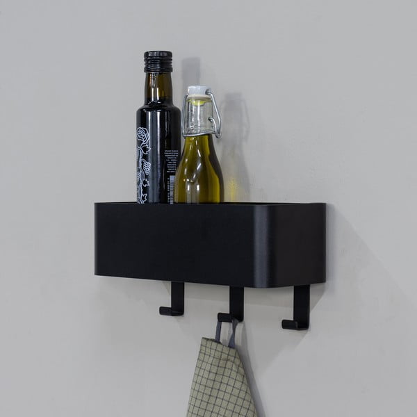 Raft pentru baie negru de montat pe perete din oțel Multi – Spinder Design-image-1