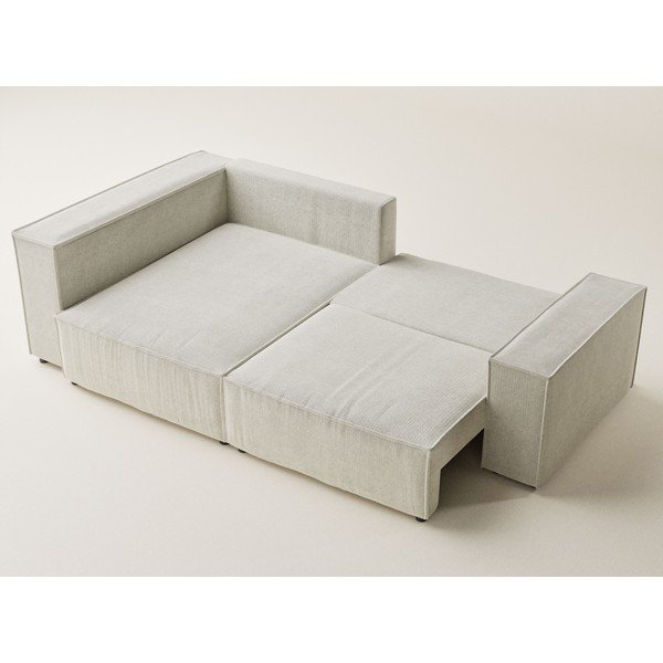 Colțar crem extensibil/cu spațiu de depozitare cu tapițerie din chenille (cu colț pe partea stângă/în formă de ”L”) Tonga – Maison de Rêve-image-3