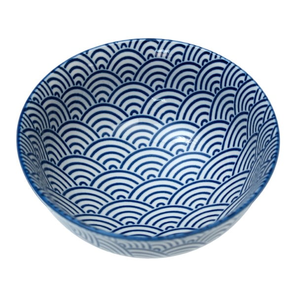 Bol ceramică japoneză Rex London Navy Waves, Ø 12 cm