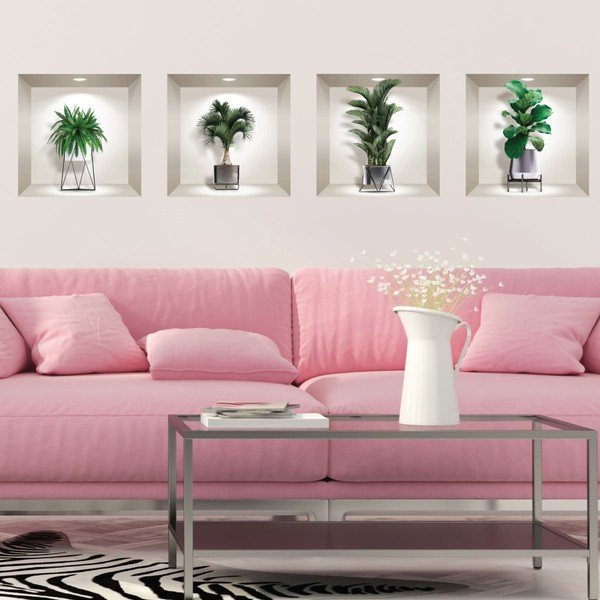Set 4 autocolante 3D pentru perete Ambiance Indoor Plants-image-2