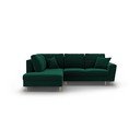 Colțar verde extensibil, cu spațiu de depozitare cu tapițerie din catifea (cu colț pe partea stângă-în formă de ”L”) Kyoto – Cosmopolitan Design