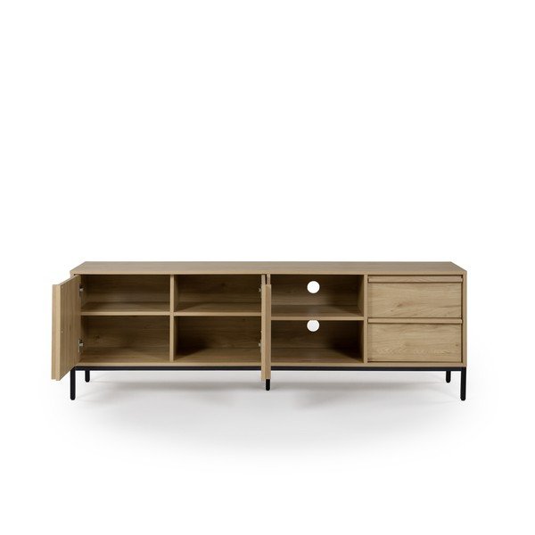Comodă TV în culoare naturală cu aspect de lemn de stejar 180x59x40 cm Luc – Marckeric-image-3