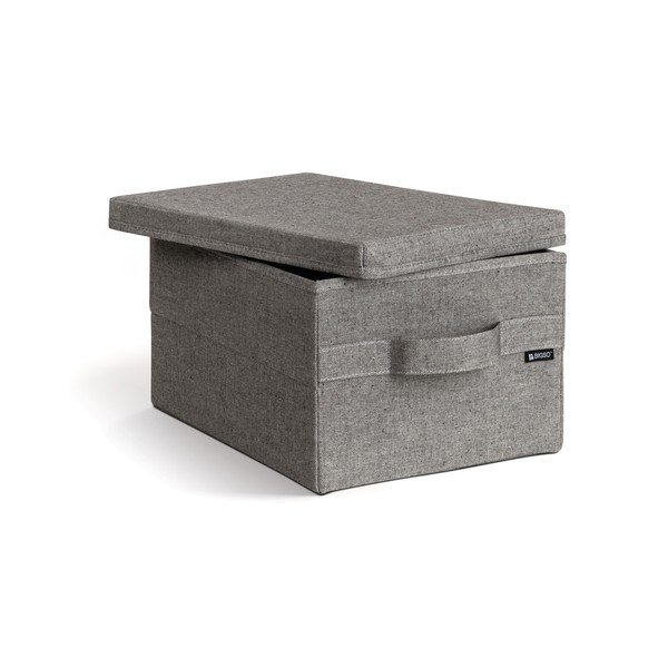 Cutie de depozitare gri din material textil cu capac 27x36x19 cm Soft Storage Small – Bigso-image-2