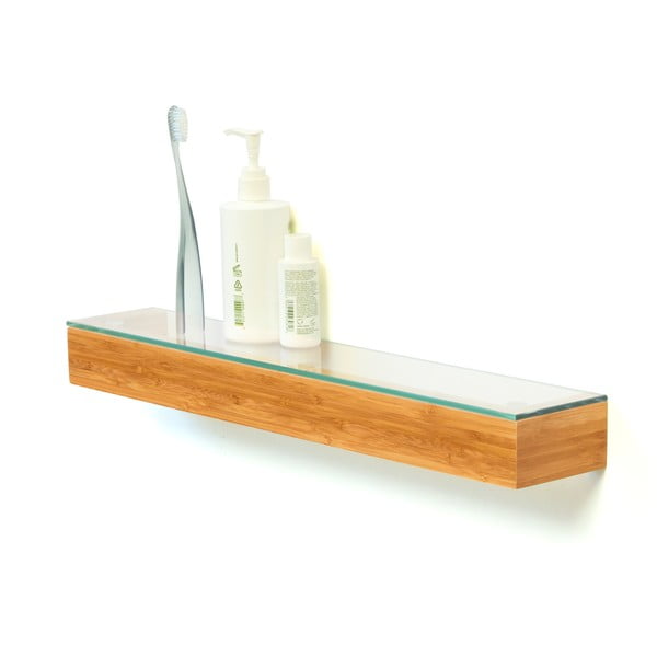 Etajeră din lemn cu blat din sticlă, Wireworks Bamboo, 55 cm-image-1