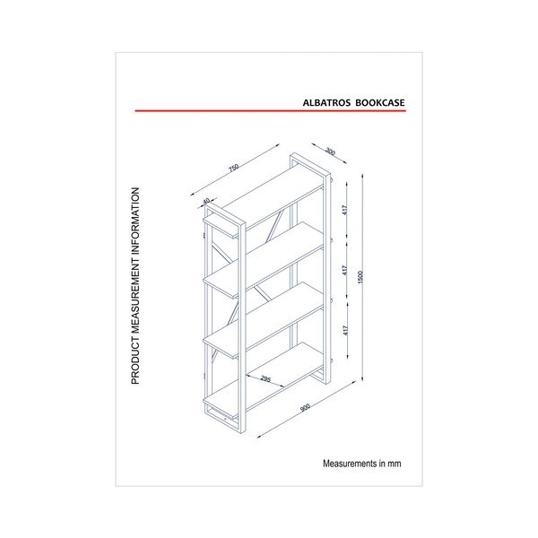 Bibliotecă cu rafturi în decor de lemn de nuc Albatros-image-2