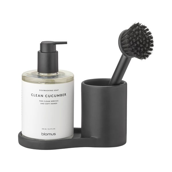 Suport pentru accesorii de spălat negru din gresie Piro – Blomus-image-3