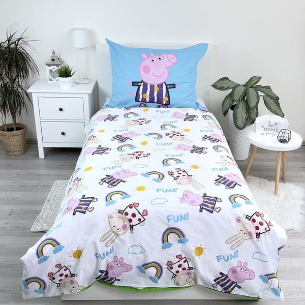 Lenjerie de pat fosforescentă pentru copii din bumbac pentru pat de o persoană 140x200 cm Peppa Pig – Jerry Fabrics-image-2