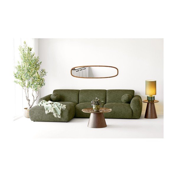 Pătură verde/bej din bumbac 130x180 cm Loni – House Nordic-image-1