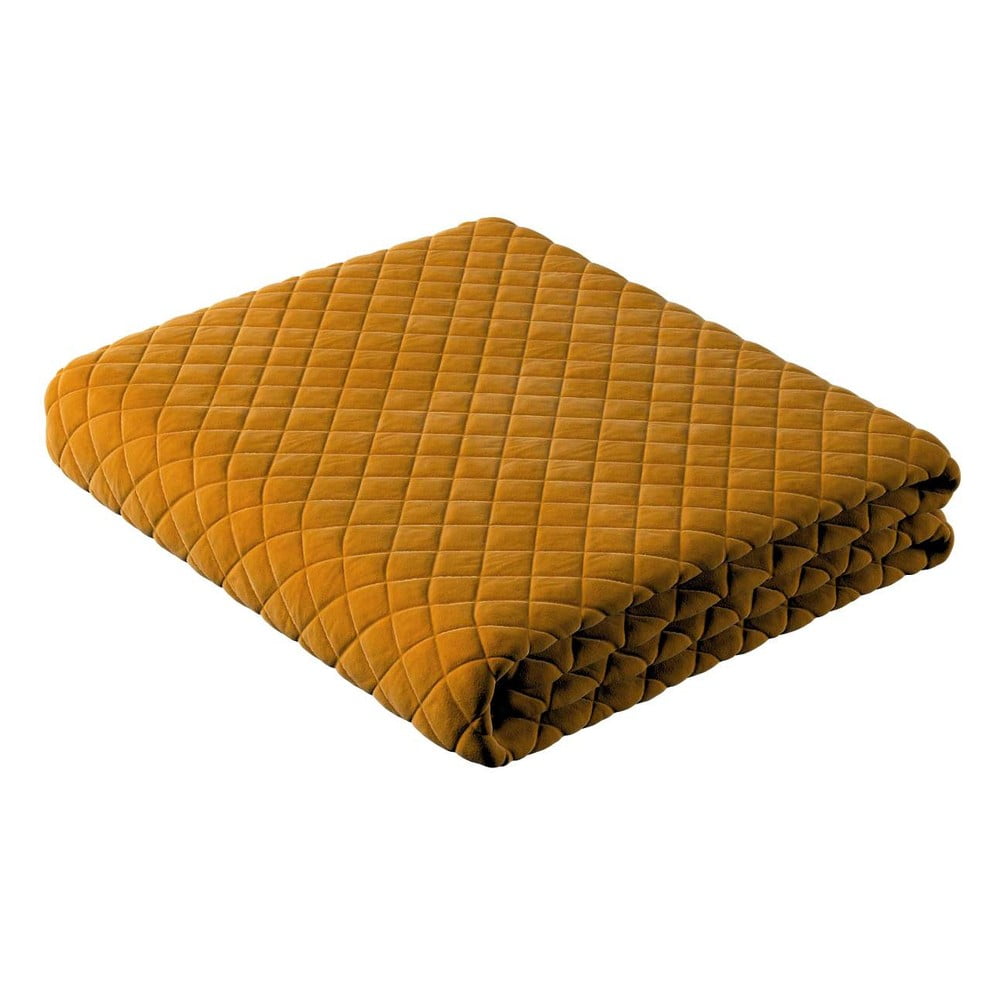 Cuvertură galbenă matlasată pentru pat dublu 170x210 cm Posh Velvet - Yellow Tipi