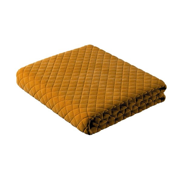 Cuvertură galbenă matlasată pentru pat dublu 170x210 cm Posh Velvet - Yellow Tipi