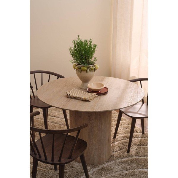 Masă de dining rotundă cu aspect de lemn de fag ø 110 cm Week – Ellos Home-image-1