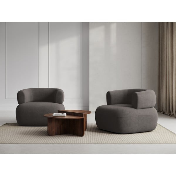 Fotoliu gri cu tapițerie din stofă bouclé Jenny – Micadoni Home-image-1