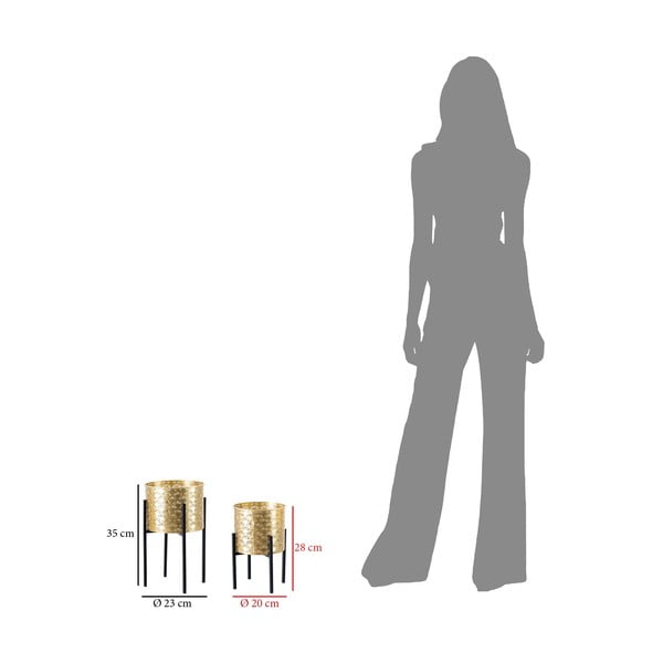 Set 2 suporturi pentru ghivece Mauro Ferretti Glissy, înălțime 38 cm, auriu-image-2