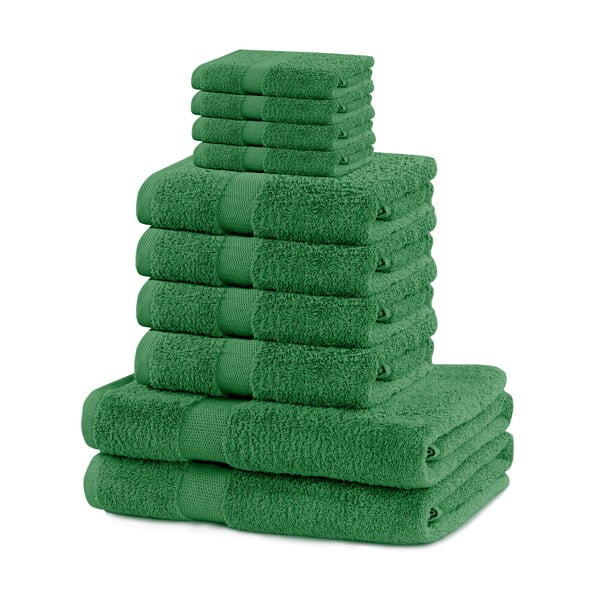Prosoape de baie verde-închis 10 buc. din bumbac din frotir Marina – Restilo