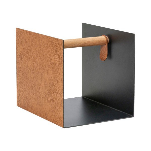 Cutie de depozitare neagră/în culoare naturală din metal și din piele ecologică decorativă 32x38x31 cm Bull – LIND DNA-image-4