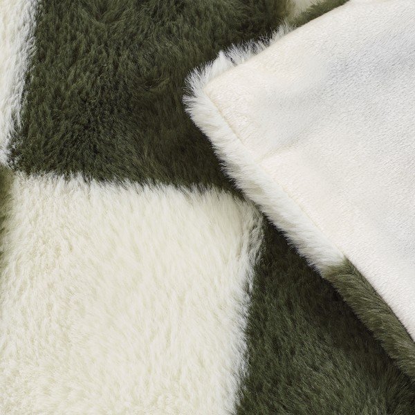 Pătură albă/verde 130x170 cm Cosy Soft Checkerboard – Catherine Lansfield-image-3