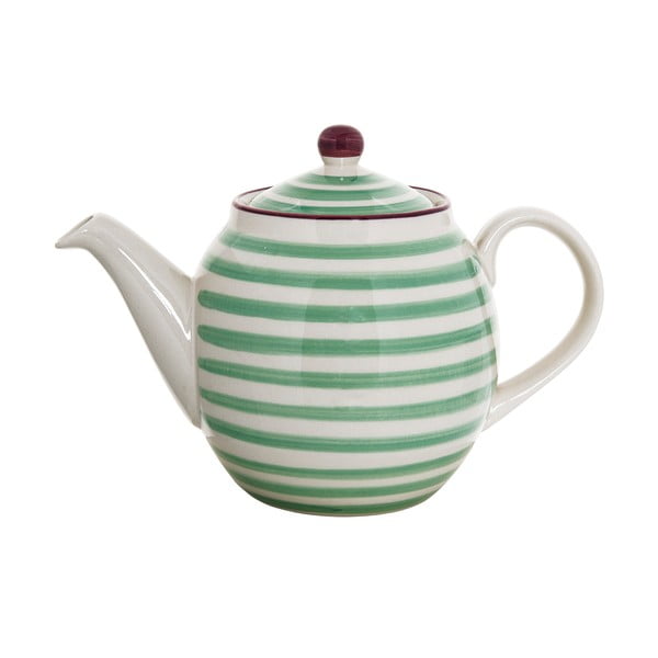 Ceainic din gresie ceramică Bloomingville Patrizia, 1,2 l, alb-verde