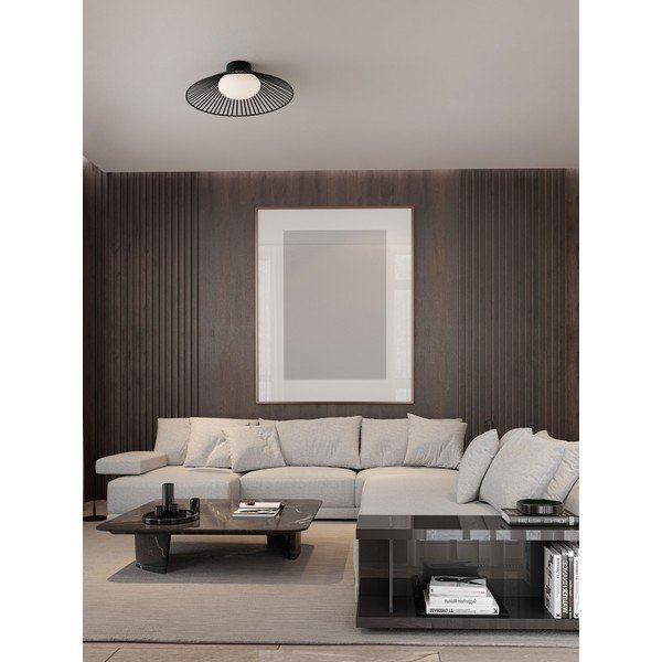 Plafonieră negru-mat LED din metal cu abajur din sticlă Brume – Nova Luce-image-1