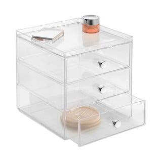 Organizator transparent cu 3 sertare iDesign Drawers, înălțime 18 cm