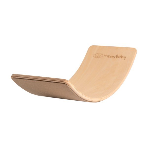 Placă de echilibru bej/în culoare naturală din lemn de pin 80x30x18 cm Montessori – Meowbaby