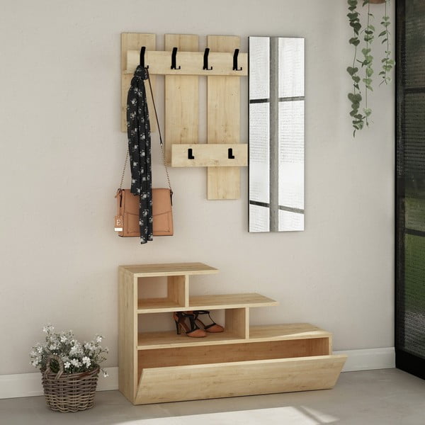 Set pentru hol cu aspect de lemn de stejar Vesty – Kalune Design-image-1