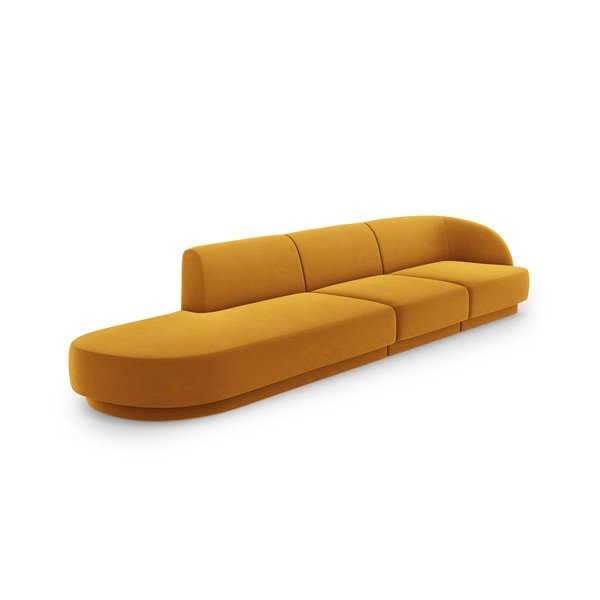 Canapea galben-muștar cu tapițerie din catifea 302 cm Miley – Micadoni Home-image-3