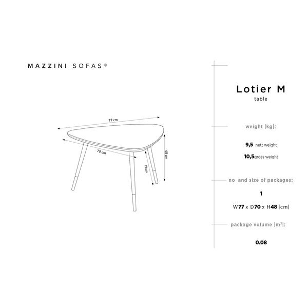 Măsuță din lemn de pin Mazzini Sofas Lotier Triangle-image-1