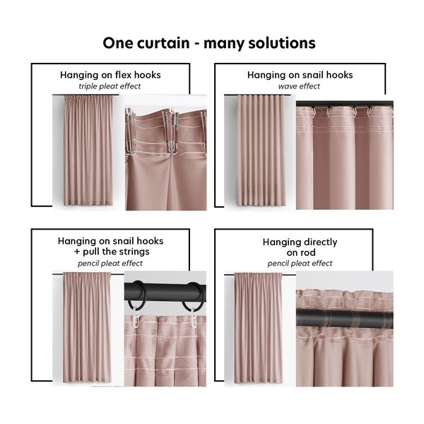 Draperie roz-deschis dimout (semi-opacă) din catifea 530x175 cm Velto – Filumi-image-3