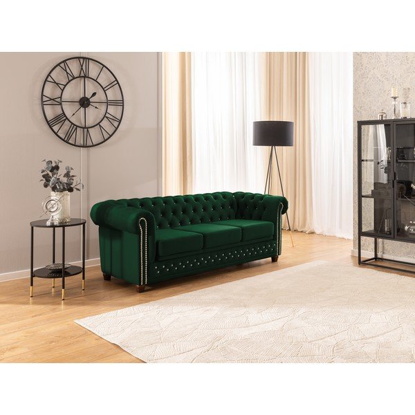 Canapea verde extensibilă cu tapițerie din catifea 203 cm York Blik – Ropez-image-4