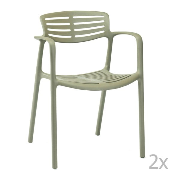 Set 2 scaune grădină, cu cotiere, Resol Toledo Aire, verde