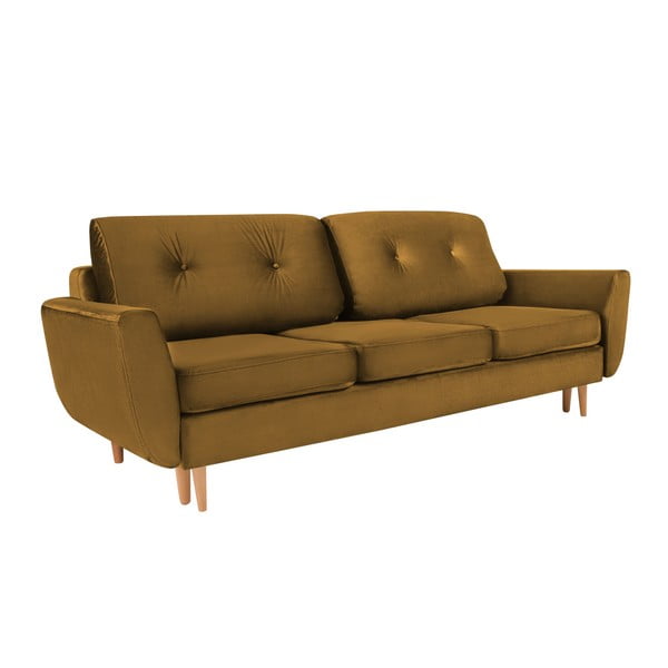 Canapea extensibilă cu 3 locuri Mazzini Sofas SILVA, galben muștar