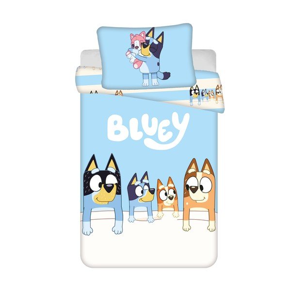 Lenjerie de pat pentru copii albastră din bumbac pentru pătuț 100x135 cm Bluey – Jerry Fabrics